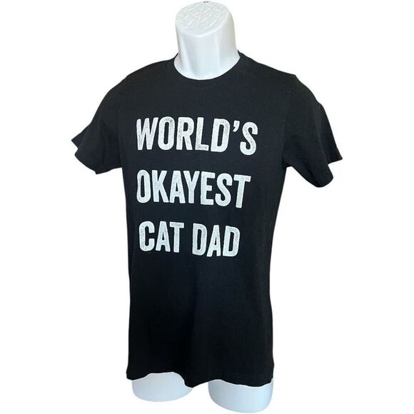 Mens Bella Canvas Worlds Okayest Cat Dad Graphic Tee Shirt - Sz S - Picture 1 of 1